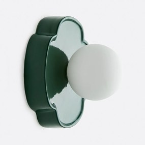 Wand- of plafondlamp bloem, keramiek en opaline glas, diameter 20 cm, HOLI