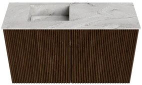 Mondiaz Joya DLux 70cm toiletmeubel walnut met wastafel faye links 1 kraangat glace