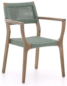 Dining tuinstoel |   ROUGH-L | Rope (touw) | Groen/Old Teak | Stapelbaar | Kees Smit Tuinmeubelen