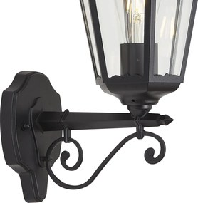 Klassieke wandlamp zwart met koper IP44 - Havana