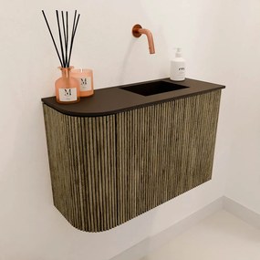 Mondiaz Joya 60cm toiletmeubel ronding links dusk met wastafel faye rechts zonder kraangat urban