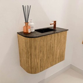 Mondiaz Joya DLux 50cm toiletmeubel ronding links oak met wastafel faye rechts 1 kraangat lava