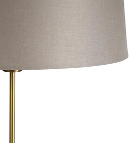 Vloerlamp brons met linnen kap taupe 45 cm verstelbaar - Parte Landelijk / Rustiek E27 cilinder / rond rond Binnenverlichting Lamp