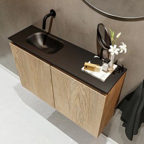 Mondiaz Ture 80cm toiletmeubel washed oak met wastafel urban links geen kraangat