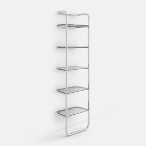 Wandplank van roestvrij staal en gerookt glas, Giorgio