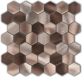Zelfklevend Mozaïek Hexagon Bronzo Champagne - 29.5 cm x 29.5 cm x 0.4 cm | 0.5 kg | Paneli zelfklevende steenstrips