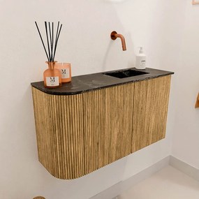 Mondiaz Joya DLux 70cm toiletmeubel ronding links oak met wastafel faye rechts zonder kraangat lava