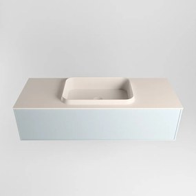 Mondiaz Erin 120cm badmeubel Clay met 1 lade en beige wastafel midden zonder kraangaten