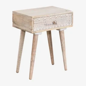 Ukurla Nachtkastje Van Mangohout Vintage Wit Hout - Sklum