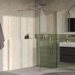 Brauer Oblivion inloopdouche helder glas 90cm met 30cm zijwand RVS geborsteld PVD