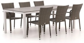 Forza Fossano/Fidenza 220cm dining tuinset 7-delig stapelbaar