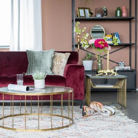 By-Boo Caesar Ronde Salontafel Goud En Ribbelglas - 80 X 80cm.