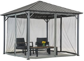 Itaka 3x3 tuinhuisje met klamboe antraciet Tuinpunt