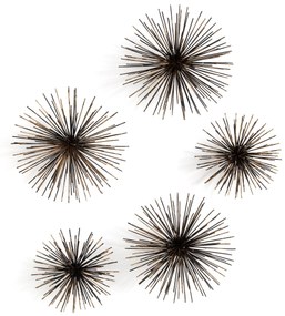 Muurdeco, set van 5 metalen zee-egels, Uni