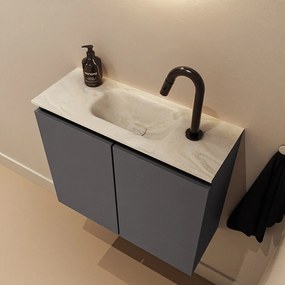 Mondiaz Ture DLux toiletmeubel 60cm dark grey met wastafel ostra midden met kraangat