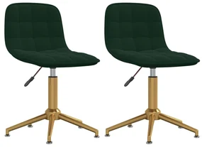 vidaXL Eetkamerstoelen draaibaar 2 st fluweel donkergroen