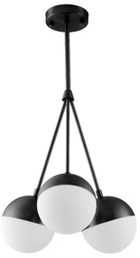 Hanglamp Zwart Glas Milky Ball APP687-3CP