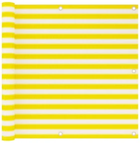 vidaXL Balkonscherm 90x500 cm HDPE geel en wit