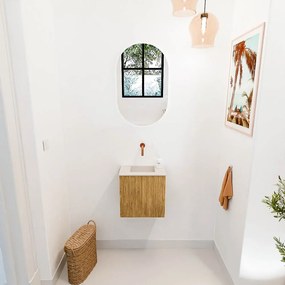 Mondiaz Joya DLux 40cm toiletmeubel oak met wastafel faye midden zonder kraangat meli