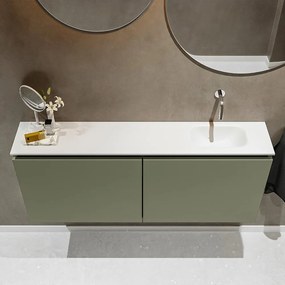 Mondiaz Ture 120cm toiletmeubel army met wastafel talc rechts geen kraangat