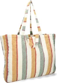 Gequilte tas, recycled katoen, zomerstreep, 46 x 37 x 16 cm