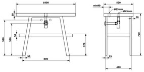 Sapho Twiga staand badmeubel 100cm zwart stalen frame cement