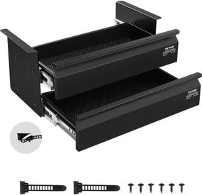 VEVOR lade voor onder het bureau 457x227x200mm, opbergorganizer voor onder het bureau, verborgen opbergorganizer met 2 lagen, pennenlade voor zit-sta-werkplekken thuis
