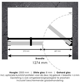 Brauer JC profielloze nisdeur 130cm met 70cm deur koper