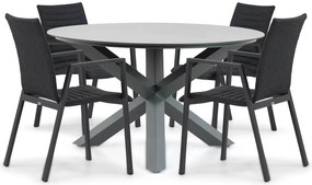 Tuinset Ronde Tuintafel 130 cm Aluminium/textileen Grijs 4 personen Osmen Joliet/Orino