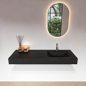 Zaro Alan badmeubel 130cm met planchet talc en vrijhangende wastafel cloud rechts 1 kraangat urban