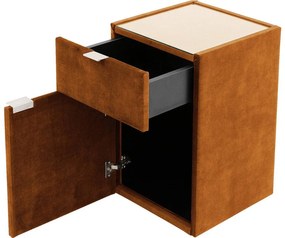 Goossens Nachtkastje Briljant Luxe, 1 deur links, 1 lade, met inleg glasblad