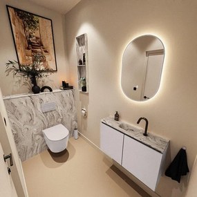 MONDIAZ TURE-DLUX 80cm toiletmeubel Cale. EDEN wastafel Glace positie midden. Met 1 kraangat. TUREDX80CALM1GLA