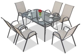 Dining tuinset Modena lichtgrijs voor 6 personen Garden Point