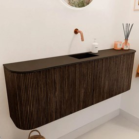 Mondiaz Joya 125cm toiletmeubel ronding links/rechts walnut met wastafel faye midden zonder kraangat urban