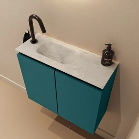 Mondiaz Ture DLux toiletmeubel 60cm smag met wastafel opalo links met kraangat