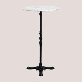 Vertuo Hoge Bartafel In Terrazzo Zwart & Rond & Ivoorkleurig Terrazzo - Zwart - Sklum