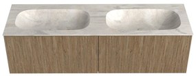 Mondiaz Kurve-dlux 150cm badmeubel dusk met 2 lades en wastafel stor small dubbel zonder kraangat ostra