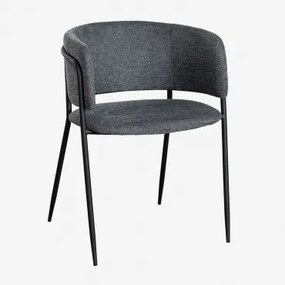 Set Van 4 Gestoffeerde Eetkamerstoelen Met Armleuningen Nalon Zwart & Stof Grijs – Grafiet & Stof - Sklum
