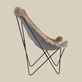 Vlinderstoel Taupe Bont