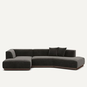 Hoekbank links in chenille fluweel, JACOPO