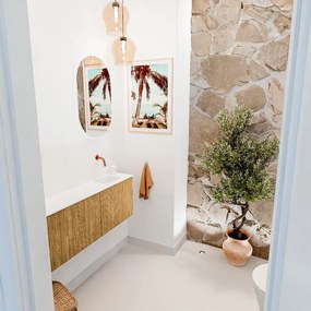 Mondiaz Joya 110cm toiletmeubel ronding links oak met wastafel faye rechts zonder kraangat talc