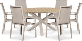 Tuinset 6 personen 150 cm Aluminium Zand/Beige Lifestyle Garden Furniture Ultimate/Ancona
