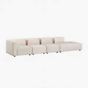 4-delige Modulaire Hoekbank Met Rechter Chaise Longue Fogler Corduroy Linnen Beige - Sklum