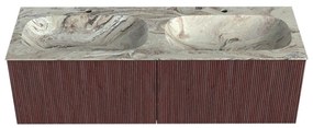 Mondiaz Kurve-dlux 140cm badmeubel ruby met 2 lades en wastafel stor small dubbel 2 kraangaten glace