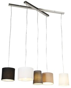 Stoffen Eettafel / Eetkamer Landelijke hanglamp staal 5-lichts - Hermina Landelijk E27 Binnenverlichting Lamp