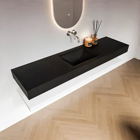 Zaro Alan badmeubel 170cm met planchet talc en vrijhangende wastafel cloud midden zonder kraangat urban