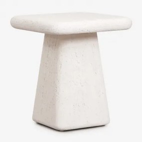 Vierkante Bijzettafel Voor Tuin 45x45 Cm In Cement Maelis Wit - Sklum