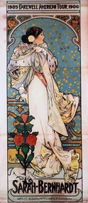 Mucha, Alphonse Marie - Kunstreproductie Sarah Bernhardt's Farewell American Tour, (21.8 x 50 cm)
