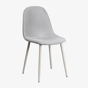 Set Van 4 Eetkamerstoelen In Stof En Staal Glamm Deluxe Grijs – Taupe – Koel & Linnen Grijs – Beton - Sklum