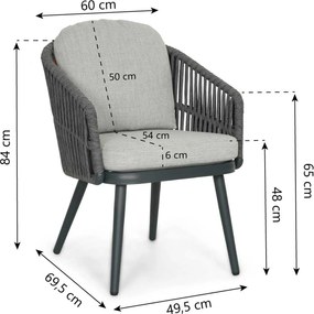 Tuinset 6 personen 150 cm Rope Grijs Santika Furniture Santika